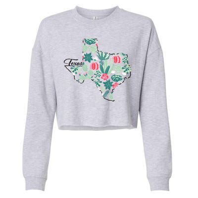 Cute Texas Cactus And Flowers Cropped Pullover Crew