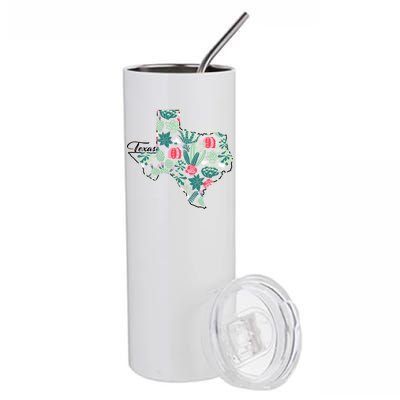 Cute Texas Cactus And Flowers Stainless Steel Tumbler