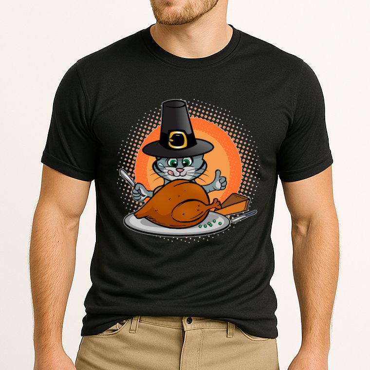 Cute Thanksgiving Happy Kitty Turkey Dinner Cooling Performance Crew T-Shirt