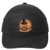 Cute Thanksgiving Happy Kitty Turkey Dinner 7-Panel Snapback Hat