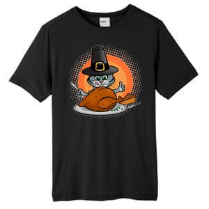 Cute Thanksgiving Happy Kitty Turkey Dinner Tall Fusion ChromaSoft Performance T-Shirt