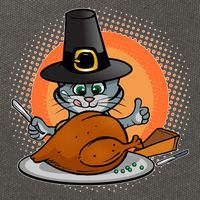 Cute Thanksgiving Happy Kitty Turkey Dinner Cotton Canvas Backpack