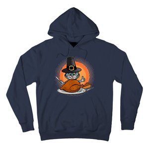 Cute Thanksgiving Happy Kitty Turkey Dinner Hoodie