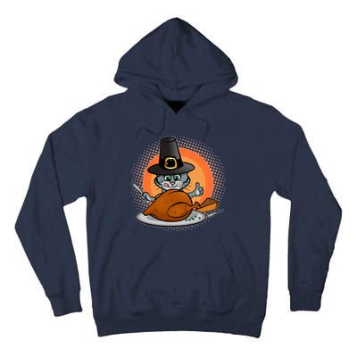 Cute Thanksgiving Happy Kitty Turkey Dinner Tall Hoodie