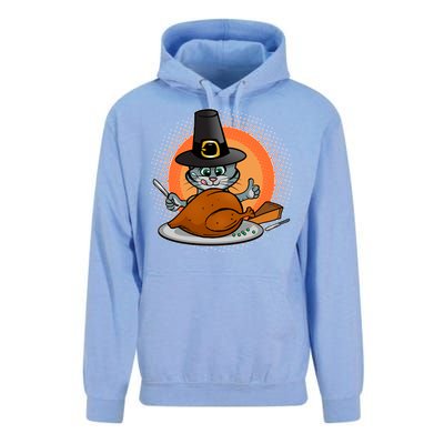 Cute Thanksgiving Happy Kitty Turkey Dinner Unisex Surf Hoodie