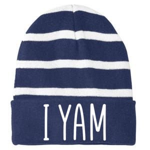 Cute Thanksgiving I Yam Striped Beanie with Solid Band