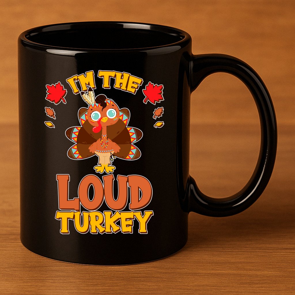 Cute Thanksgiving I'm The Loud Turkey 11oz C Handle Ceramic Mug