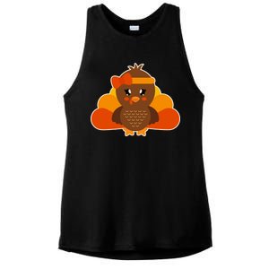 Cute Thanksgiving Little Turkey Girl Ladies PosiCharge Tri-Blend Wicking Tank