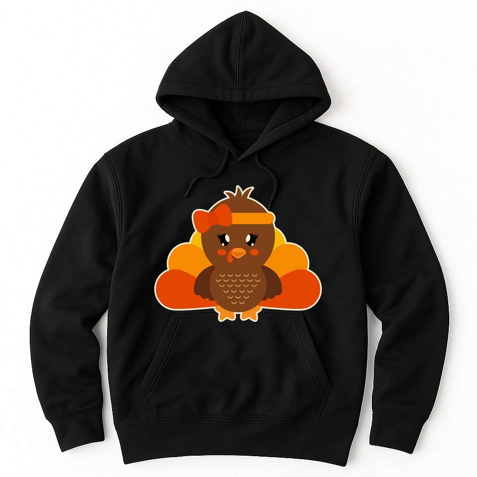 Cute Thanksgiving Little Turkey Girl Hoodie