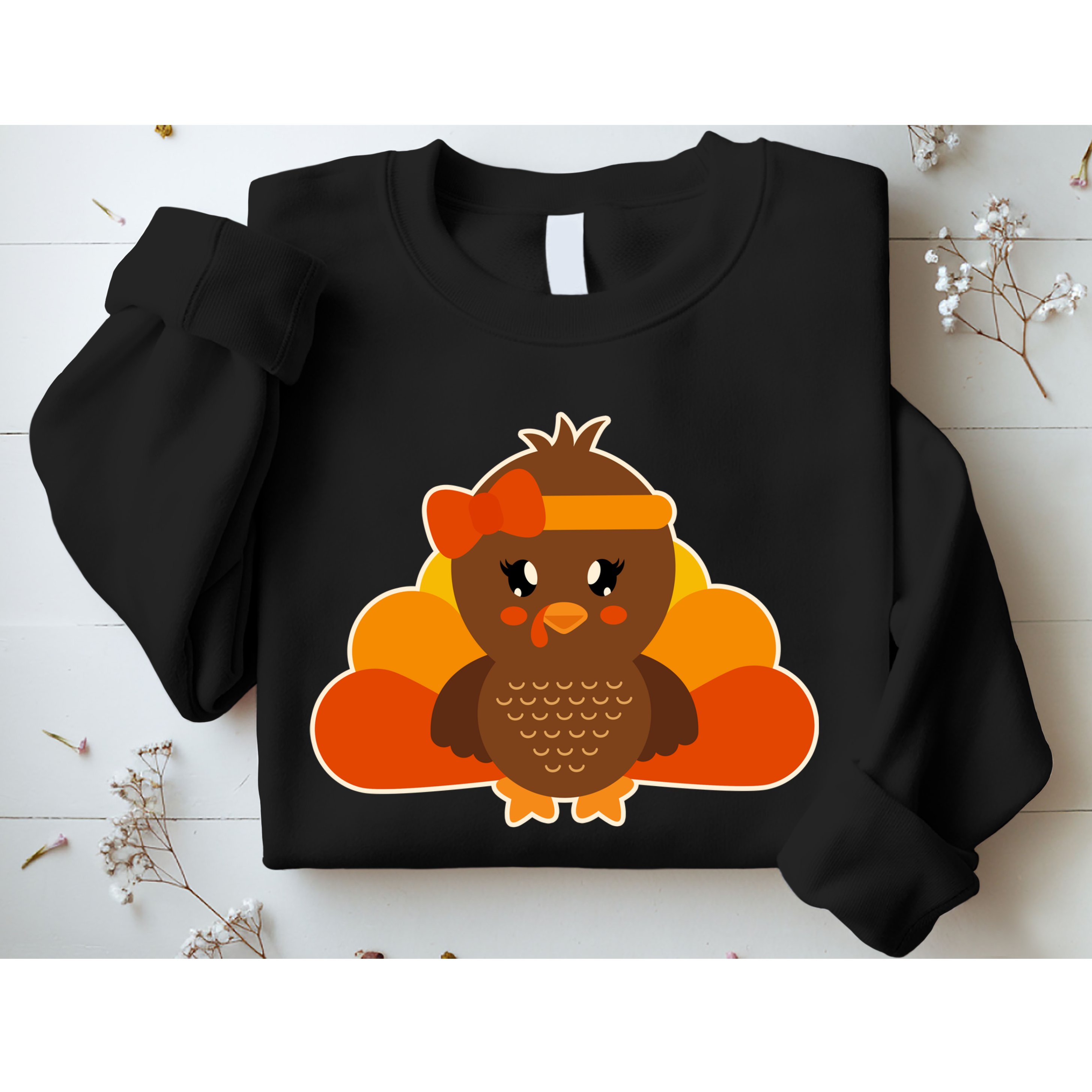Cute Thanksgiving Little Turkey Girl Sweatshirt