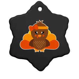 Cute Thanksgiving Little Turkey Girl Ceramic Star Ornament