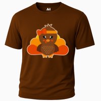Cute Thanksgiving Little Turkey Girl Cooling Performance Crew T-Shirt