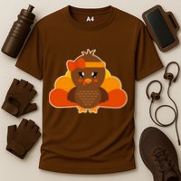 Cute Thanksgiving Little Turkey Girl Cooling Performance Crew T-Shirt