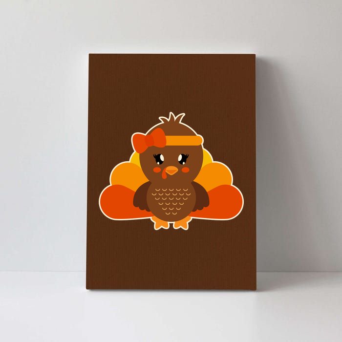 Cute Thanksgiving Little Turkey Girl Canvas