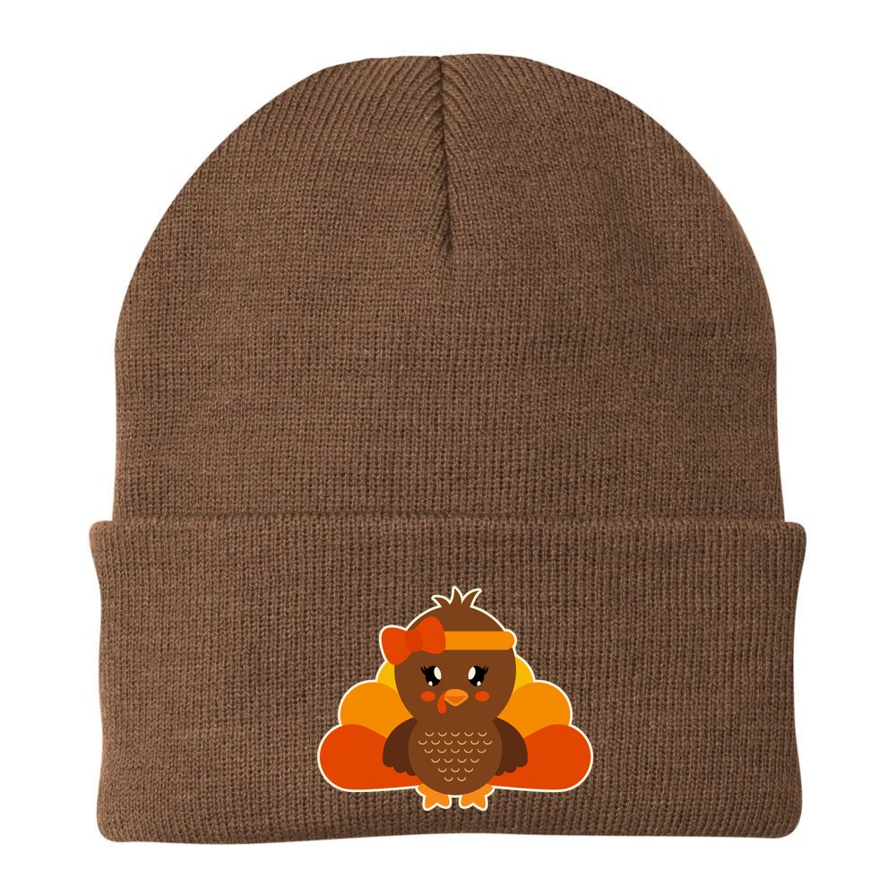 Cute Thanksgiving Little Turkey Girl Beanie