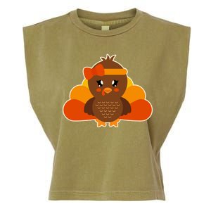 Cute Thanksgiving Little Turkey Girl Garment-Dyed Women's Muscle Tee