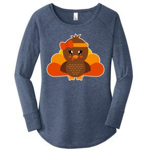 Cute Thanksgiving Little Turkey Girl Women's Perfect Tri Tunic Long Sleeve Shirt