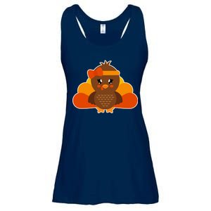 Cute Thanksgiving Little Turkey Girl Ladies Essential Flowy Tank