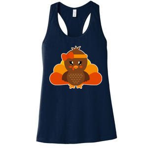 Cute Thanksgiving Little Turkey Girl Women's Racerback Tank