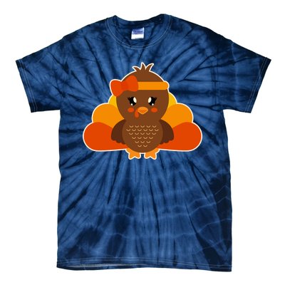 Cute Thanksgiving Little Turkey Girl Tie-Dye T-Shirt