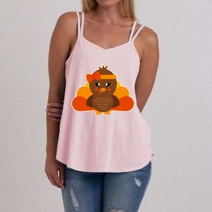 Cute Thanksgiving Little Turkey Girl Women's Strappy Tank