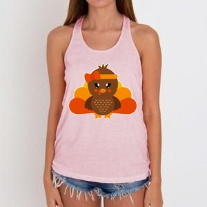 Cute Thanksgiving Little Turkey Girl Women's Knotted Racerback Tank