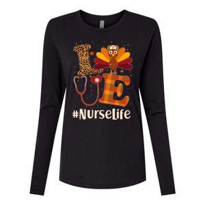 Cute Thanksgiving #NurseLife Fall Patterns Nurse Turkey Womens Cotton Relaxed Long Sleeve T-Shirt