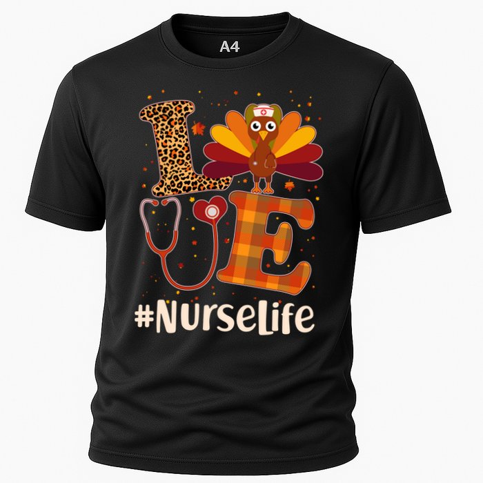 Cute Thanksgiving #NurseLife Fall Patterns Nurse Turkey Cooling Performance Crew T-Shirt