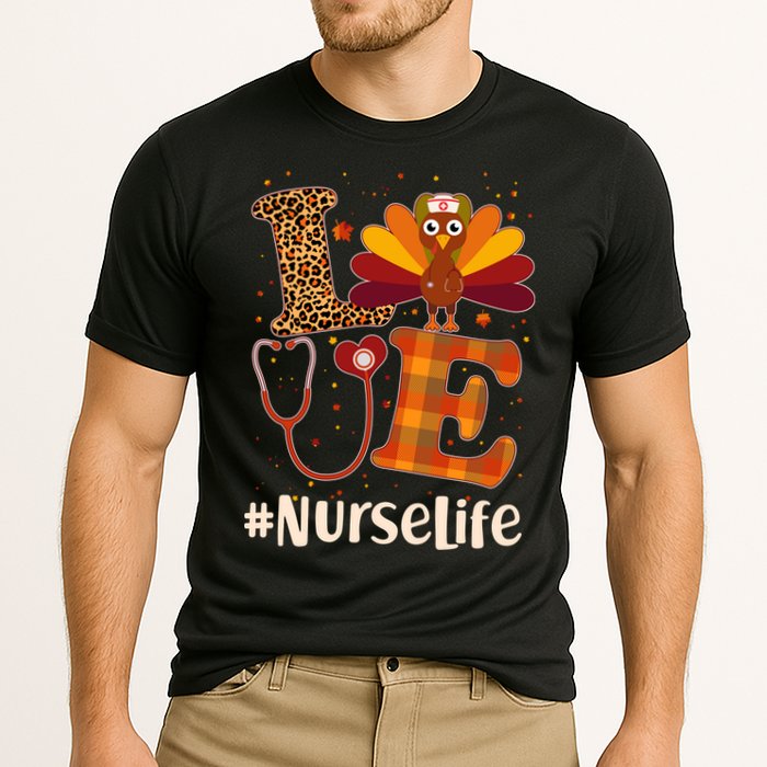 Cute Thanksgiving #NurseLife Fall Patterns Nurse Turkey Cooling Performance Crew T-Shirt