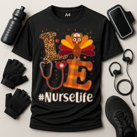 Cute Thanksgiving #NurseLife Fall Patterns Nurse Turkey Cooling Performance Crew T-Shirt
