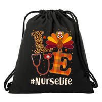 Cute Thanksgiving #NurseLife Fall Patterns Nurse Turkey Drawstring Bag