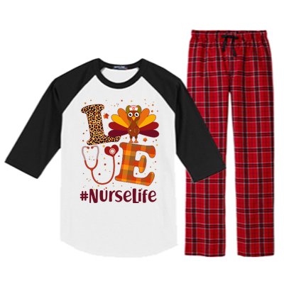 Cute Thanksgiving #NurseLife Fall Patterns Nurse Turkey Raglan Sleeve Pajama Set