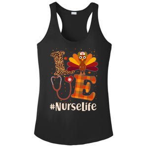 Cute Thanksgiving #NurseLife Fall Patterns Nurse Turkey Ladies PosiCharge Competitor Racerback Tank