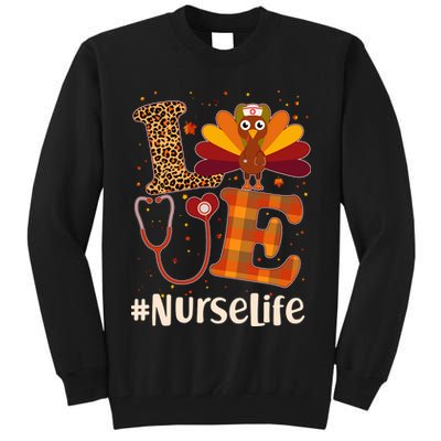 Cute Thanksgiving #NurseLife Fall Patterns Nurse Turkey Tall Sweatshirt