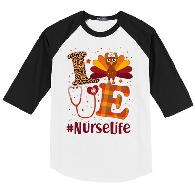 Cute Thanksgiving #NurseLife Fall Patterns Nurse Turkey Baseball Sleeve Shirt