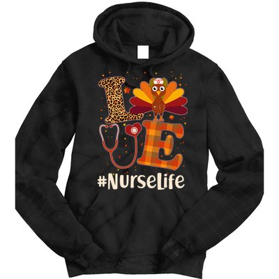Cute Thanksgiving #NurseLife Fall Patterns Nurse Turkey Tie Dye Hoodie