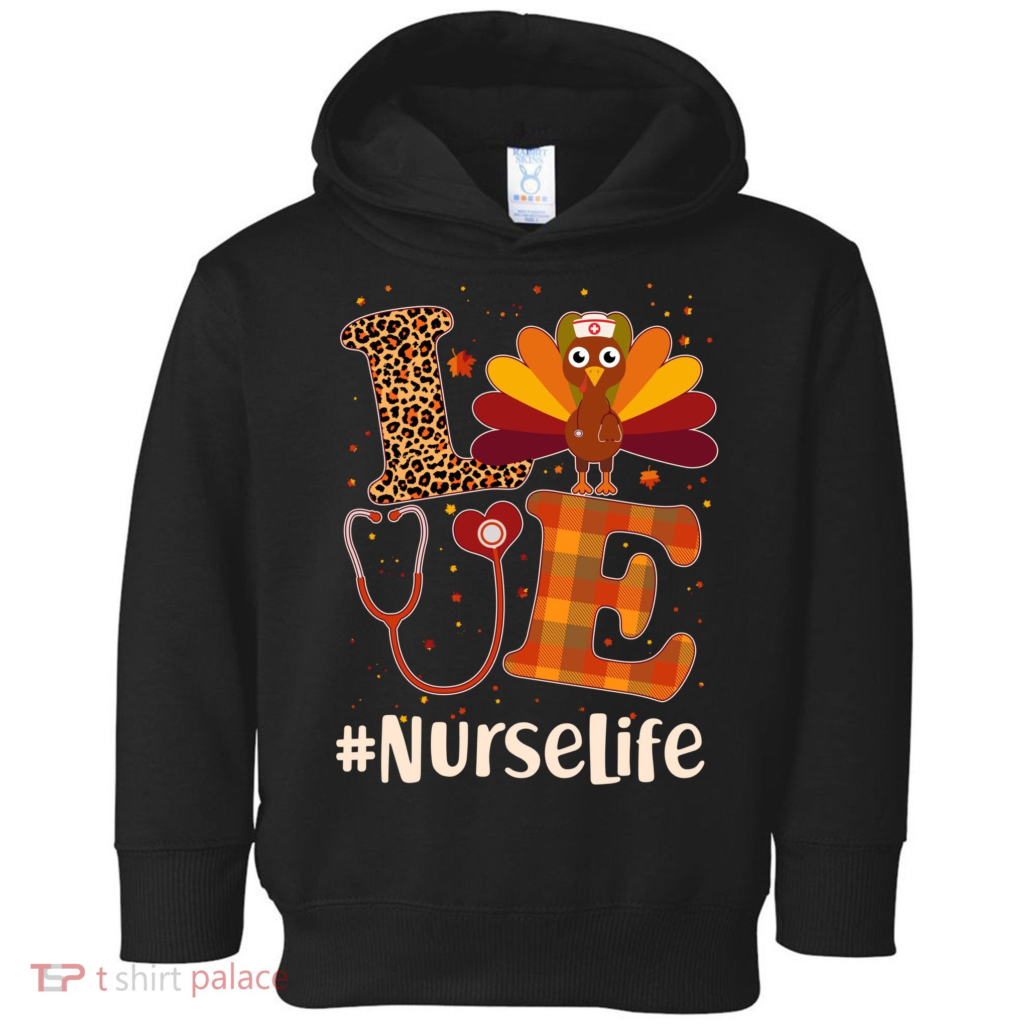 Cute Thanksgiving #NurseLife Fall Patterns Nurse Turkey Toddler Hoodie
