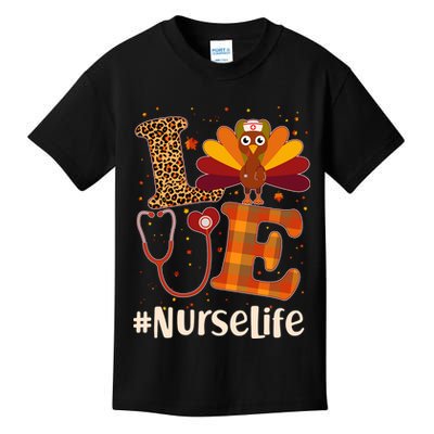 Cute Thanksgiving #NurseLife Fall Patterns Nurse Turkey Kids T-Shirt