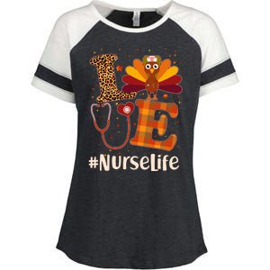 Cute Thanksgiving #NurseLife Fall Patterns Nurse Turkey Enza Ladies Jersey Colorblock Tee