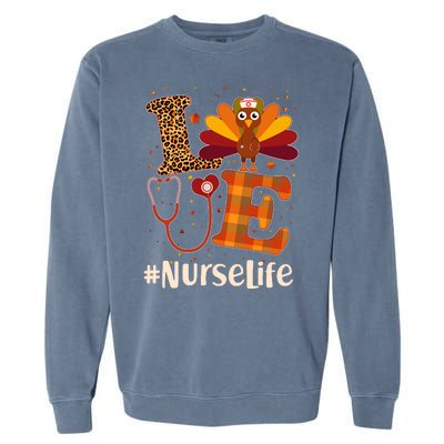 Cute Thanksgiving #NurseLife Fall Patterns Nurse Turkey Garment-Dyed Sweatshirt