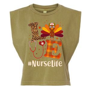 Cute Thanksgiving #NurseLife Fall Patterns Nurse Turkey Garment-Dyed Women's Muscle Tee