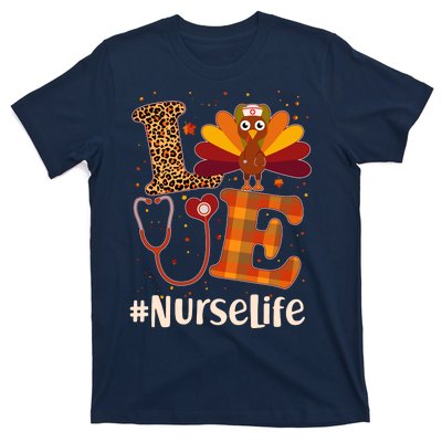 Cute Thanksgiving #NurseLife Fall Patterns Nurse Turkey T-Shirt