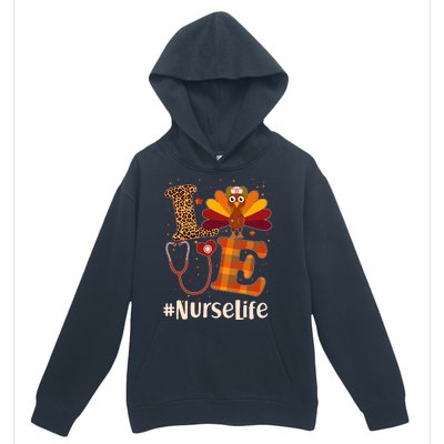 Cute Thanksgiving #NurseLife Fall Patterns Nurse Turkey Urban Pullover Hoodie