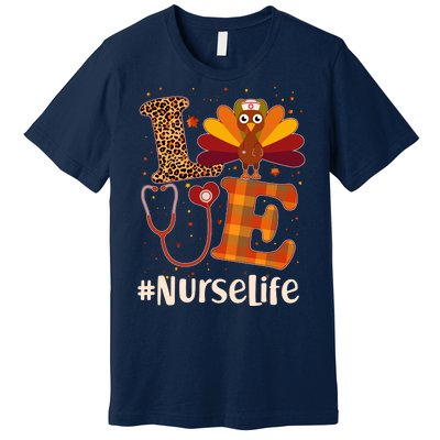 Cute Thanksgiving #NurseLife Fall Patterns Nurse Turkey Premium T-Shirt