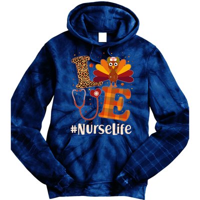 Cute Thanksgiving #NurseLife Fall Patterns Nurse Turkey Tie Dye Hoodie