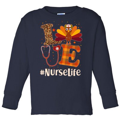 Cute Thanksgiving #NurseLife Fall Patterns Nurse Turkey Toddler Long Sleeve Shirt