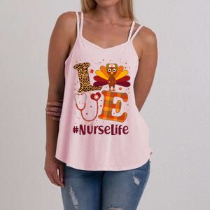 Cute Thanksgiving #NurseLife Fall Patterns Nurse Turkey Women's Strappy Tank