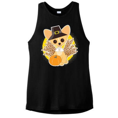 Cute Thanksgiving Pilgrim Puppy Ladies PosiCharge Tri-Blend Wicking Tank