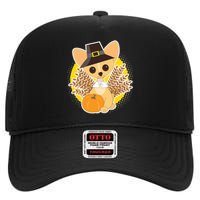 Cute Thanksgiving Pilgrim Puppy High Crown Mesh Back Trucker Hat