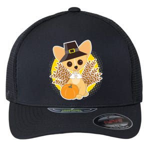 Cute Thanksgiving Pilgrim Puppy Flexfit Unipanel Trucker Cap